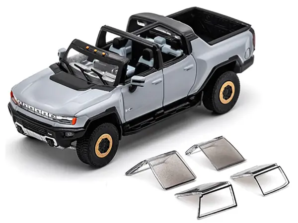 2022 GMC Hummer EV Pickup Truck Gray 1/64 Diecast Model Car by GCD #2