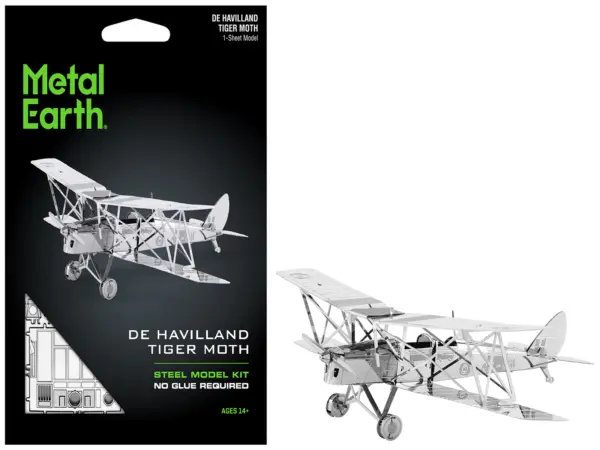 Model Kit De Havilland Tiger Moth Trainer Aircraft (Moderate Difficulty) Steel Model by Metal Earth #1