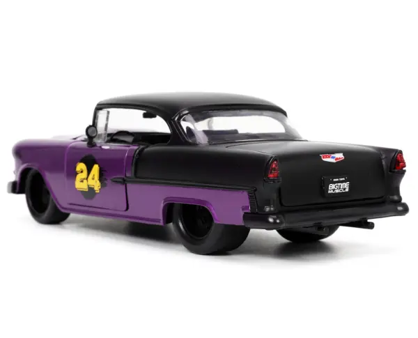 1955 Chevrolet Bel Air #24 Purple Metallic and Matt Black "Bigtime Muscle" Series 1/24 Diecast Model Car by Jada #5