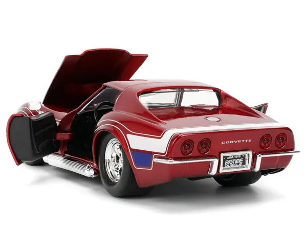 1969 Chevrolet Corvette Stingray ZL1 Red Metallic with Stars and Stripes Graphics "Bigtime Muscle" Series 1/24 Diecast Model Car by Jada #4