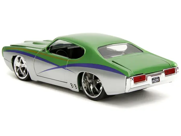 1969 Pontiac GTO Judge Green Metallic and Silver with Stripes "Bigtime Muscle" Series 1/24 Diecast Model Car by Jada #5