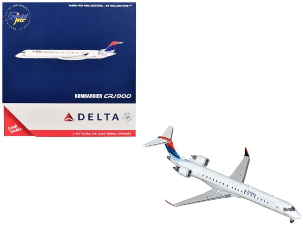 Bombardier CRJ900 Commercial Aircraft "Delta Connection - SkyWest Airlines" (N806SK) White with Blue and Red Tail 1/400 Diecast Model Airplane by GeminiJets #1