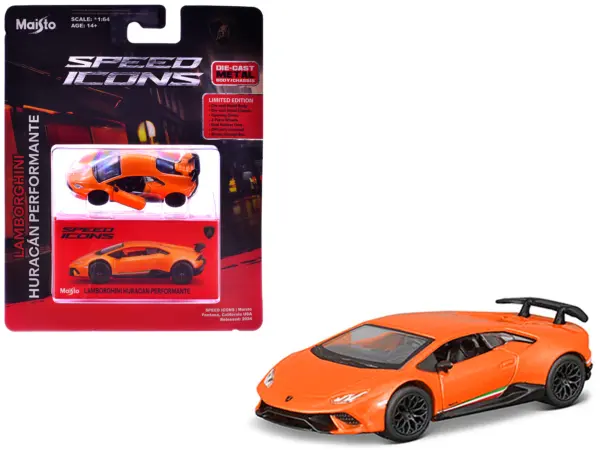 Lamborghini Huracan Performante Orange "Speed Icons" Series 1/64 Diecast Model Car by Maisto #1