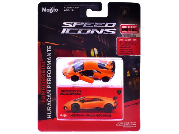 Lamborghini Huracan Performante Orange "Speed Icons" Series 1/64 Diecast Model Car by Maisto #3