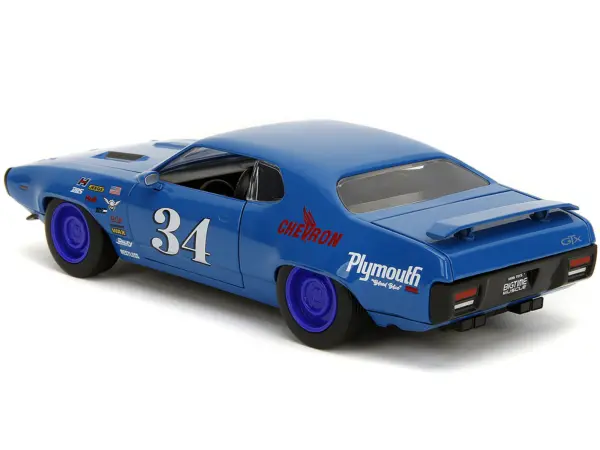 1972 Plymouth GTX #34 Blue with Graphics "Bigtime Muscle" Series 1/24 Diecast Model Car by Jada #5