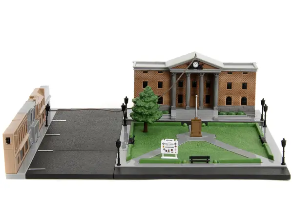 Hill Valley Courthouse Diorama with Black Pickup Truck and Delorean "Back to the Future" (1985) Movie "Nano Scene" Series Model by Jada #5