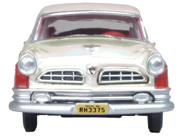 1955 Chrysler New Yorker Deluxe St. Regis Tango Red and Platinum Metallic 1/87 (HO) Scale Diecast Model Car by Oxford Diecast #2