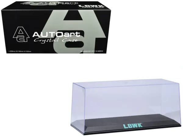 Collectible Display Show Case with Black Plastic Base and Green "LBWK" Logo for 1/18-1/24 Scale Model Cars by Autoart #1