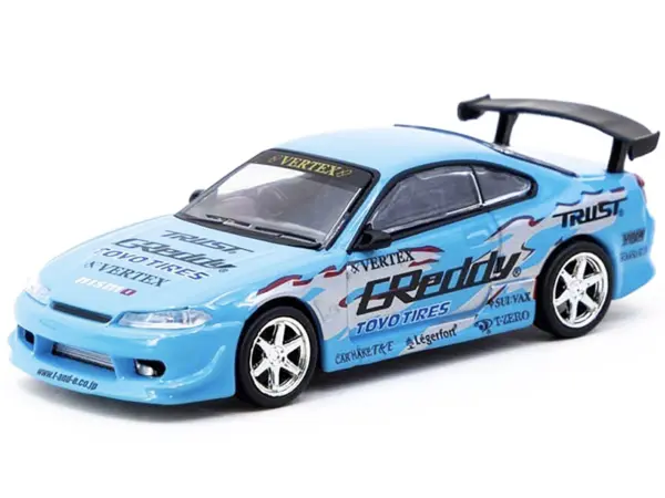 Nissan Silvia (S15) Vertex RHD (Right Hand Drive) "GReddy" Light Blue "Global64" Series 1/64 Diecast Model by Tarmac Works #2