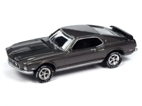 1969 Ford Mustang Mach I Gray Metallic with Black Stripes "John Wick" (2014) Movie "Pop Culture" 2024 Release 2 1/64 Diecast Model Car by Johnny Lightning #2