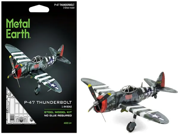 Model Kit Republic P-47 Thunderbolt Fighter Aircraft "The Jug" United States Army Air Forces (Moderate Difficulty) Steel Model by Metal Earth #1