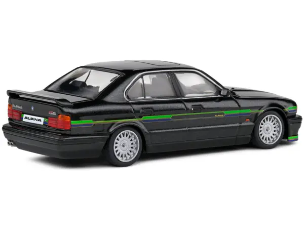 1994 BMW E34 Alpina B10 BiTurbo Black Metallic with Green Graphics 1/43 Diecast Model Car by Solido #3