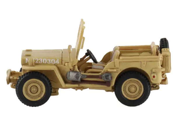 U.S. 1/4 ton Military Vehicle Desert Sand "British 8th Army Gen. Bernard Montgomery Sicily" (1943) Royal Army "Ground Power Series" 1/72 Diecast Model by Hobby Master #2