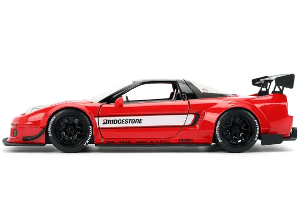 2002 Honda NSX-R RHD (Right Hand Drive) "Bridgestone" Red with Black Top and White Stripes "JDM Tuners" Series 1/24 Diecast Model Car by Jada #2