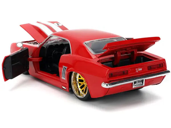 1969 Chevrolet Camaro #1 Red with White Stripes "Fast & Furious" Series 1/24 Diecast Model Car by Jada #4
