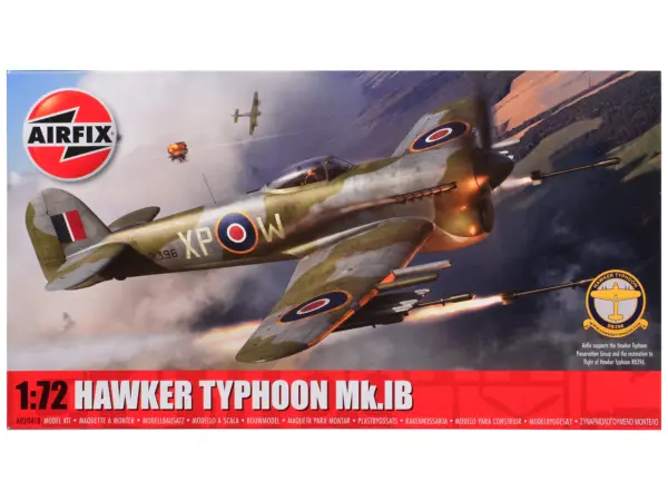 Level 1 Model Kit Hawker Typhoon Mk.IB Aircraft with 2 Scheme Options 1/72 Plastic Model Kit by Airfix #1