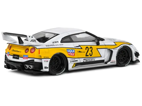 2019 Nissan GTR35 "LBWK Silhouette" RHD (Right Hand Drive) #23 White with Yellow Graphics 1/43 Diecast Model Car by Solido #3
