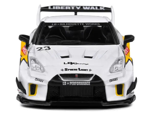 2019 Nissan GTR35 "LBWK Silhouette" RHD (Right Hand Drive) #23 White with Yellow Graphics 1/43 Diecast Model Car by Solido #5