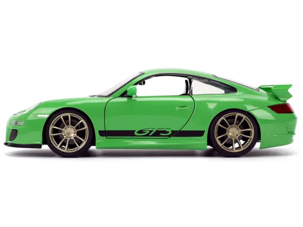Porsche 911 GT3 (997) Green with Black Accents "Fast X" (2023) Movie "Fast & Furious" Series 1/24 Diecast Model Car by Jada #3