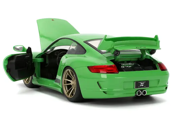 Porsche 911 GT3 (997) Green with Black Accents "Fast X" (2023) Movie "Fast & Furious" Series 1/24 Diecast Model Car by Jada #4