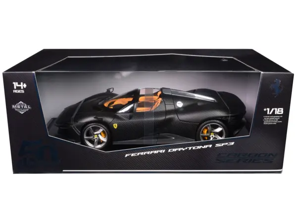 Ferrari Daytona SP3 Carbon Fiber "Carbon Series - Bburago 50th Anniversary" 1/18 Diecast Model Car by Bburago #1