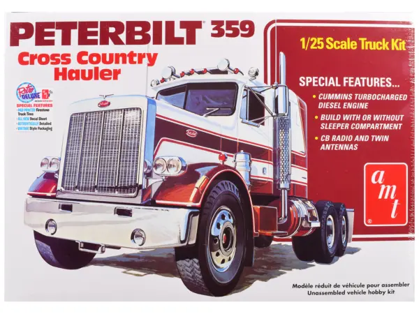 Skill 3 Model Kit Peterbilt 359 "Cross Country Hauler" 1/25 Scale Model by AMT #1