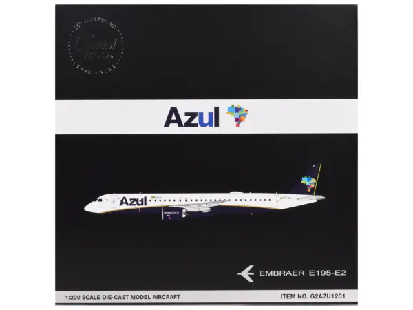 Embraer E195-E2 Commercial Aircraft "Azul Brazilian Airlines" (PS-AEH) White with Blue Tail "Gemini 200" Series 1/200 Diecast Model Airplane by GeminiJets #3