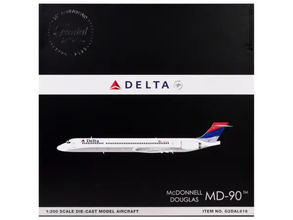 McDonnell Douglas MD-90 Commercial Aircraft "Delta Air Lines" (N910DN) White with Blue and Red Tail "Gemini 200" Series 1/200 Diecast Model Airplane by GeminiJets #3