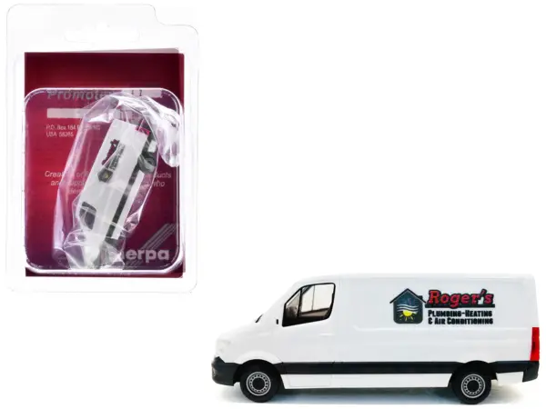 Mercedes-Benz Sprinter Van White "Roger's Plumbing-Heating & Air Conditioning" 1/87 (HO) Plastic Model Car by Promotex #1