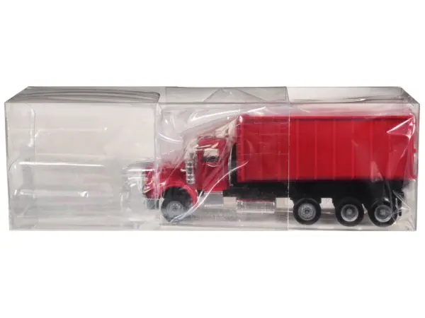 Peterbilt 367 Roll-Off Dump Truck Red with Red Box 1/87 (HO) Plastic Model Car by Promotex #3