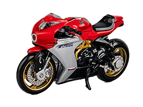 MV Agusta Superveloce 800 Motorcycle Red and Silver with Figure 1/64 Diecast Model by CM Model #2