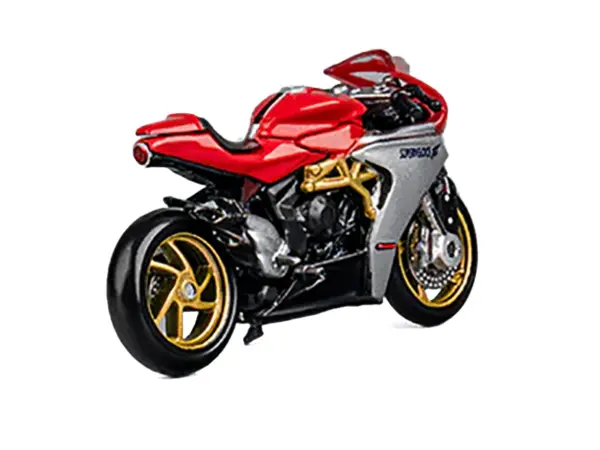 MV Agusta Superveloce 800 Motorcycle Red and Silver with Figure 1/64 Diecast Model by CM Model #4