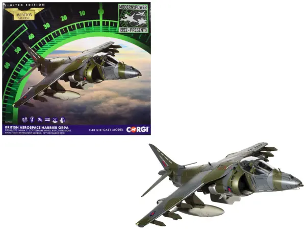 British Aerospace Harrier GR9A Aircraft "ZG506/P77 Ninja 1 RAF Cottesmore Final Flight Retirement Scheme" (2010) Royal Air Force "The Aviation Archive" Series 1/48 Diecast Model by Corgi #1