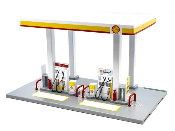 Shell Gas Station Playset with Volvo Oil Tanker and Volvo Tow Truck Diorama Set #2