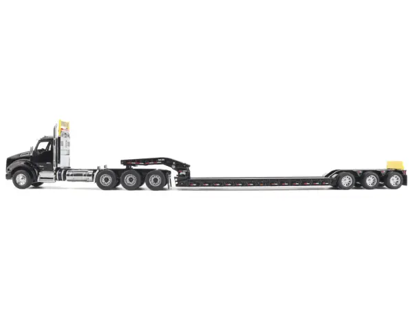 Kenworth T880 SBFA Tridem Truck with Trail King HDG Lowboy Trailer Black "Transport Series" 1/50 Diecast Model by Diecast Masters #2