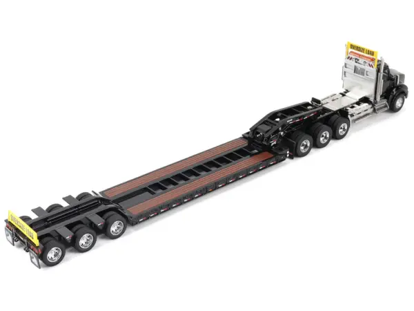 Kenworth T880 SBFA Tridem Truck with Trail King HDG Lowboy Trailer Black "Transport Series" 1/50 Diecast Model by Diecast Masters #4