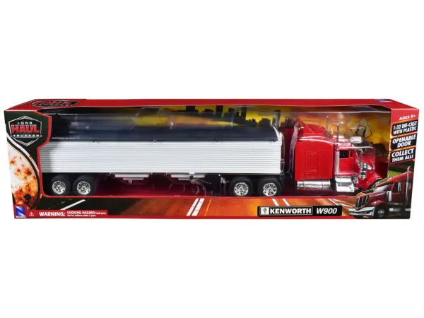 Kenworth W900 Grain Truck Red and White "Long Haul Truckers" Series 1/32 Diecast Model by New Ray #3