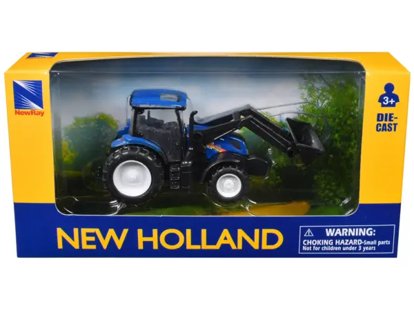 New Holland T6.175 Tractor with Front Loader Blue Diecast Model by New Ray #1