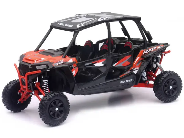 Polaris RZR XP 4 Turbo EPS Sport UTV Spectra Orange with Graphics and Black Top 1/18 Diecast Model by New Ray #2