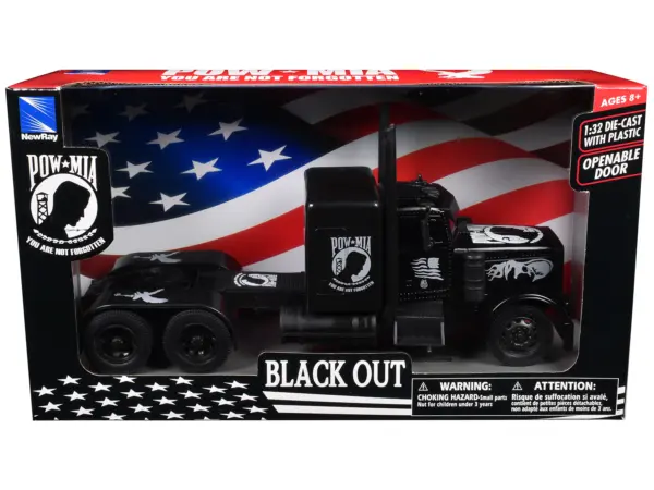 Peterbilt Custom Truck Black Out "POW-MIA You Are Not Forgotten" 1/32 Diecast Model by New Ray #3