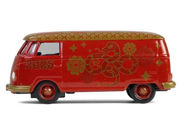 Volkswagen Type 2 Panel Van "Chinese Zodiac 2025 Year of the Snake" Red with Graphics "Hobby Exclusive" Series 1/64 Diecast Model Car by Greenlight #2