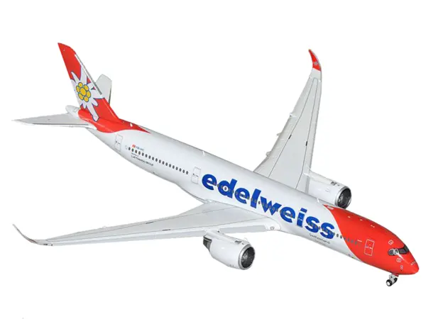 Airbus A350-900 Commercial Aircraft with Flaps Down Configuration "Edelweiss Air" (HB-IHC) White with Red Tail 1/400 Diecast Model Airplane by GeminiJets #2