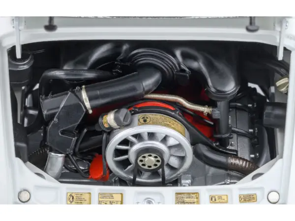 Porsche 911 Carrera 2.7 RS "The Circuit Wolf" White with Red Stripes and Wheels with Hood Graphics 1/18 Model Car by Autoart #4