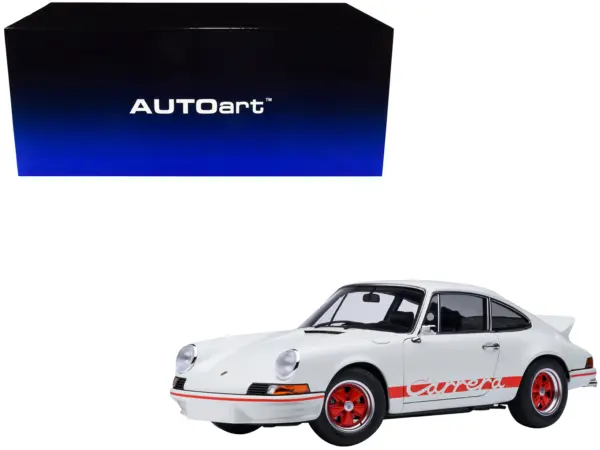 Porsche 911 Carrera 2.7 RS Grand Prix White with Red Stripes and Wheels 1/18 Model Car by Autoart #1