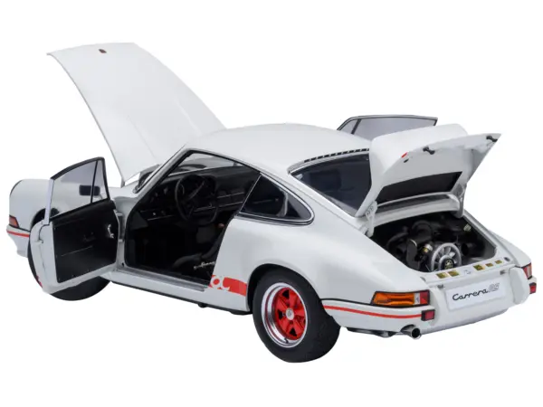 Porsche 911 Carrera 2.7 RS Grand Prix White with Red Stripes and Wheels 1/18 Model Car by Autoart #2
