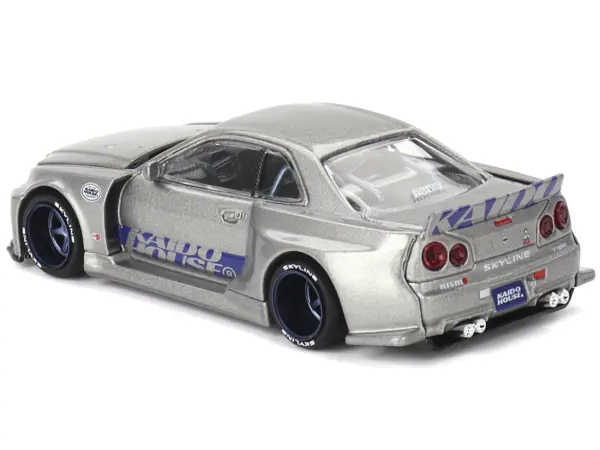 Nissan Skyline GT-R (R34) "Kaido Works Shinjuku V1" RHD (Right Hand Drive) Silver Metallic (Designed by Jun Imai) "Kaido House" Special 1/64 Diecast Model Car by Mini GT #3