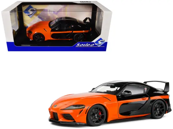 2024 Toyota GR Supra "StreetFighter" Orange and Black 1/18 Diecast Model Car by Solido #1