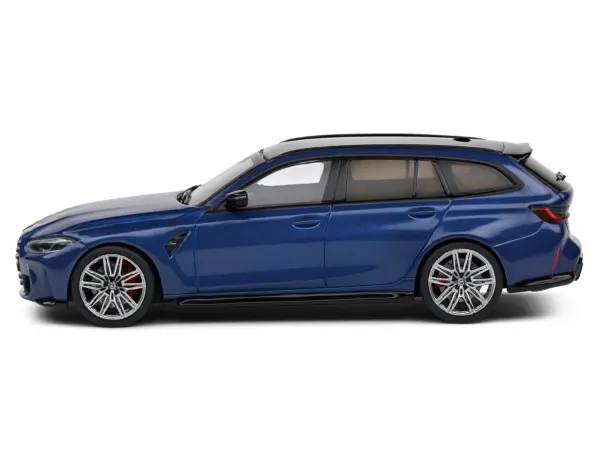 2023 BMW M3 Touring (G81) Competition San Marino Blue Metallic with Black Top 1/43 Diecast Model Car by Solido #2