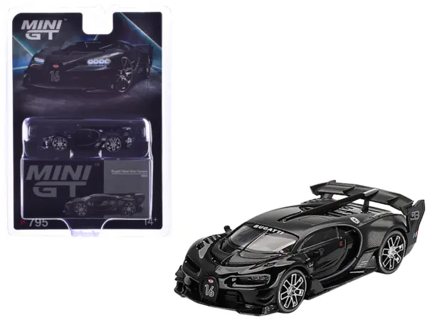 Bugatti Vision Gran Turismo Black and Carbon Limited Edition 1/64 Diecast Model Car by Mini GT #1