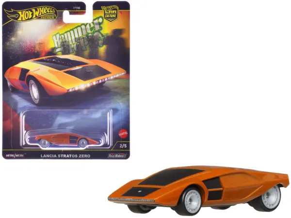Lancia Stratos Zero Concept Car Orange Metallic "Hammer Drop" Series Diecast Model Car by Hot Wheels #1